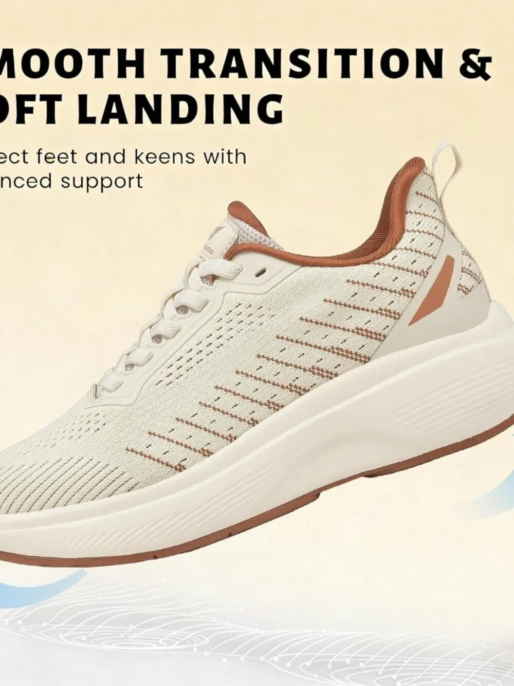 Women's Beige/Khaki Walking Shoes Slip on Comfortable Running Tennis Sneakers